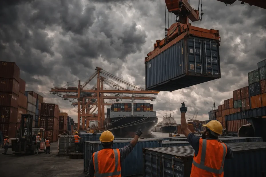Port Qasim under stormy skies